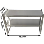 Double Tier Overshelf with Square Tubing Stainless Steel 1500x280x600mm - QNH106