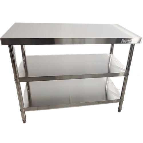Commercial 3-Tier Stainless Steel Work Table with Undershelves 1500x600x850mm - QNH1106