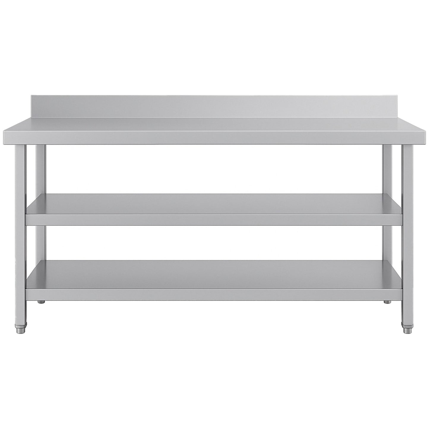 Commercial 3-Tier Stainless Steel Work Table with Undershelves and Backsplash 1800x600x850mm - QNH1150