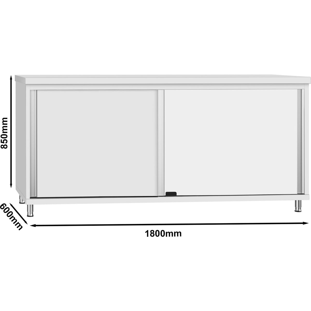 Commercial Stainless Steel Sliding Door Work Table Cabinet with Shelf 1800x600x850mm - QNH306