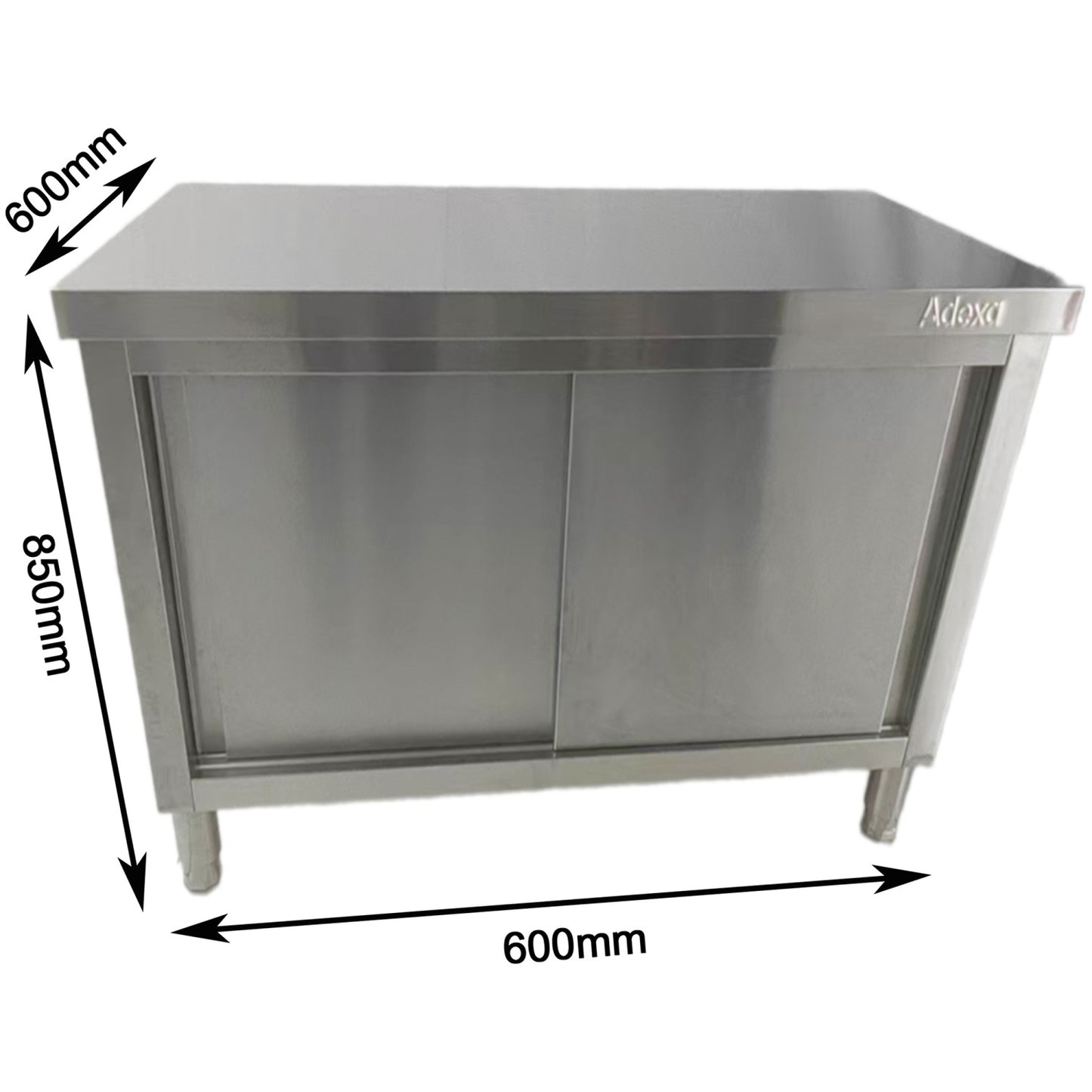 Commercial Stainless Steel Sliding Door Work Table Cabinet 600x600x850mm - QNH310