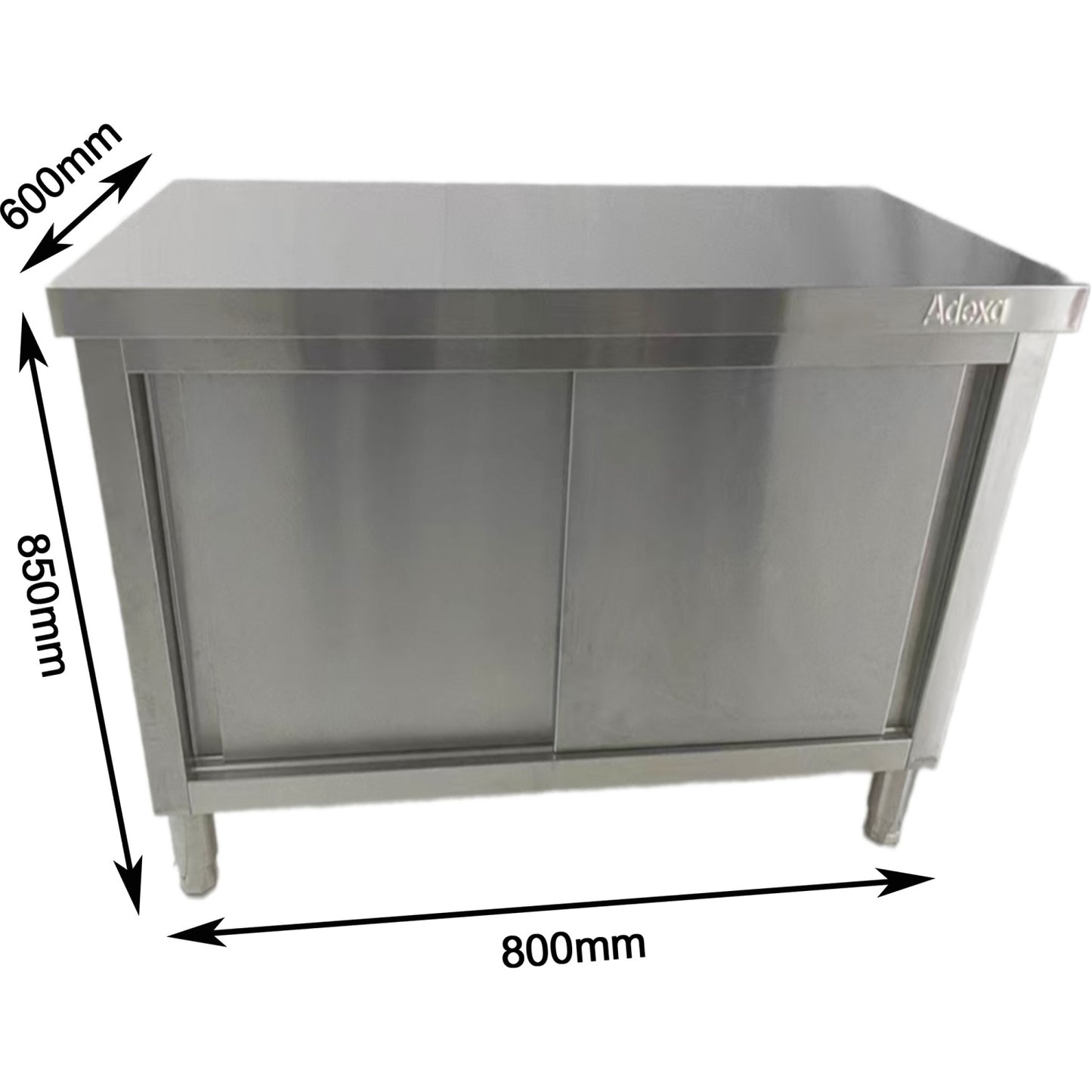 Commercial Stainless Steel Sliding Door Floor Cupboard 800x600x850mm - QNH312