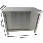 Commercial Stainless Steel Sliding Door Floor Cupboard 800x600x850mm - QNH312