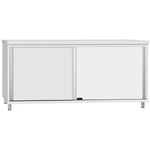 Commercial Stainless Steel Sliding Door Floor Cupboard 1600x600x850mm - QNH318