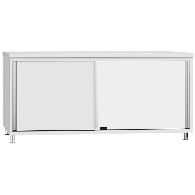 Commercial Stainless Steel Sliding Door Work Table Cabinet 1600x500x850mm - QNH344