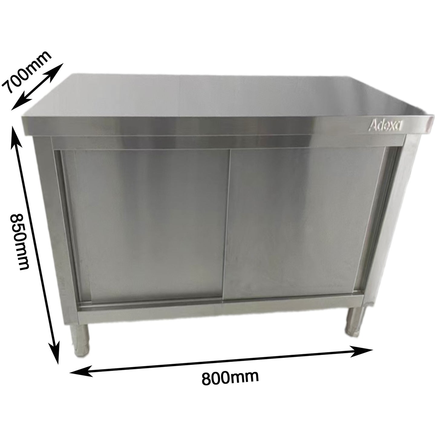 Commercial Stainless Steel Sliding Door Floor Cupboard 800x700x850mm - QNH322