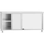 Commercial Stainless Steel Sliding Door Floor Cupboard 2000x600x850mm - QNH320