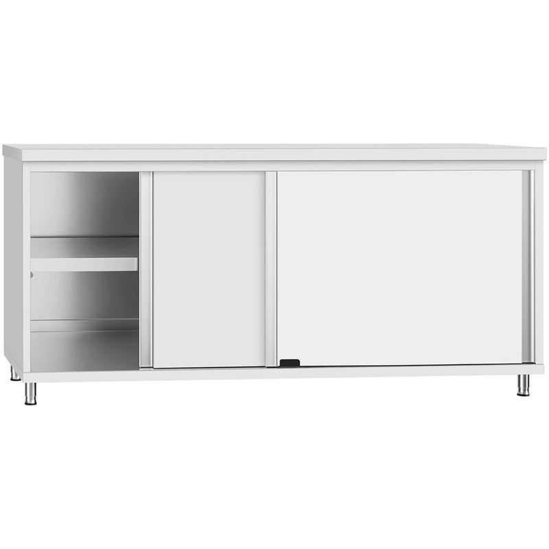 Commercial Stainless Steel Sliding Door Floor Cupboard 1600x600x850mm - QNH318