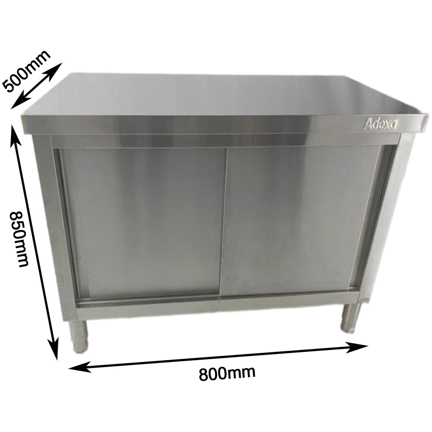 Commercial Stainless Steel Sliding Door Work Table Cabinet 800x500x850mm - QNH336