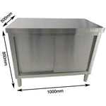 Commercial Stainless Steel Sliding Door Work Table Cabinet 1000x500x850mm - QNH338