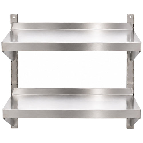 Commercial Stainless Steel Adjustable 2-Tier Wall Mounted Shelf 900 x 400 x 700mm - QNH44045