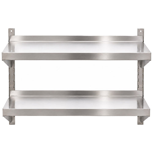 Commercial Stainless Steel Adjustable 2-Tier Wall Mounted Shelf 1200 x 400 x 700mm - QNH44047