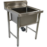 Commercial Stainless Steel Pot Wash Sink with Single Bowl and Splashback 700x700x850mm - QNH604