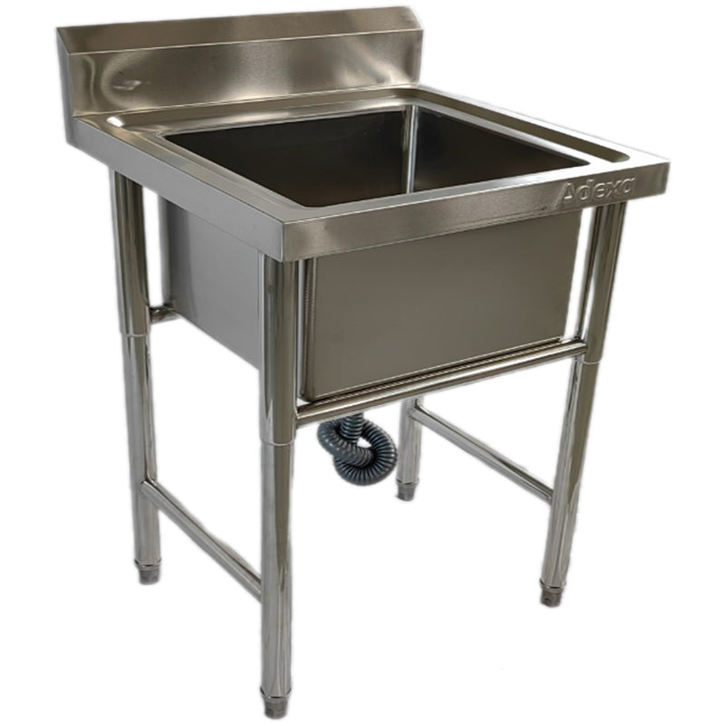 Commercial Stainless Steel Pot Wash Sink with Single Bowl and Splashback 700x700x850mm - QNH604