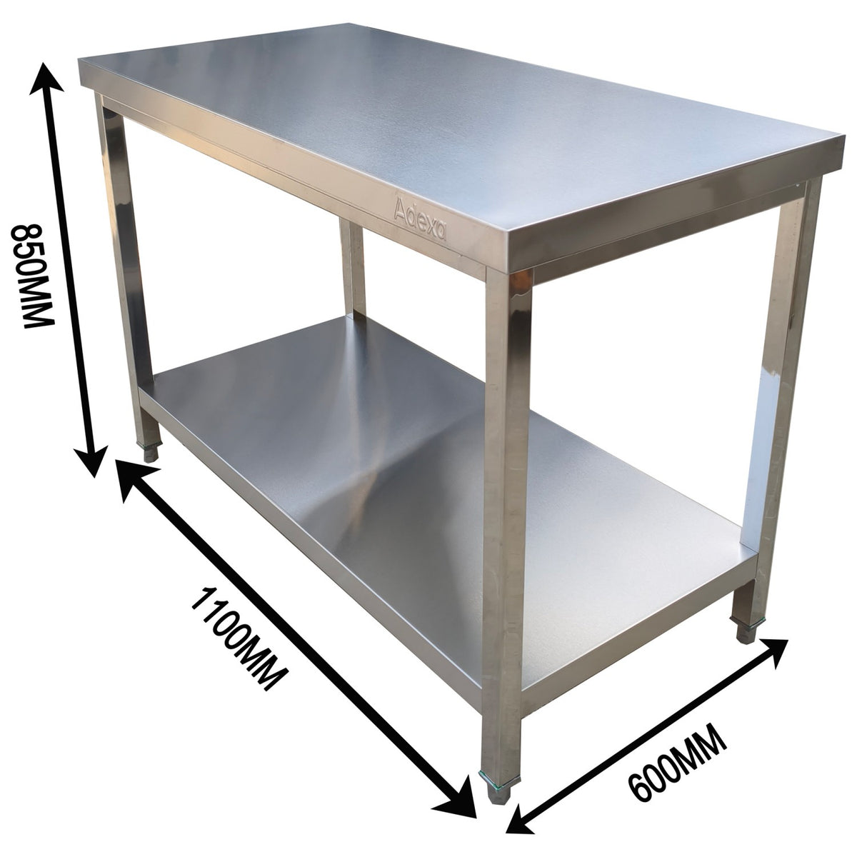 Commercial Stainless Steel 2 Tier Work Table 1100 x 600 x 850mm - QNH66006