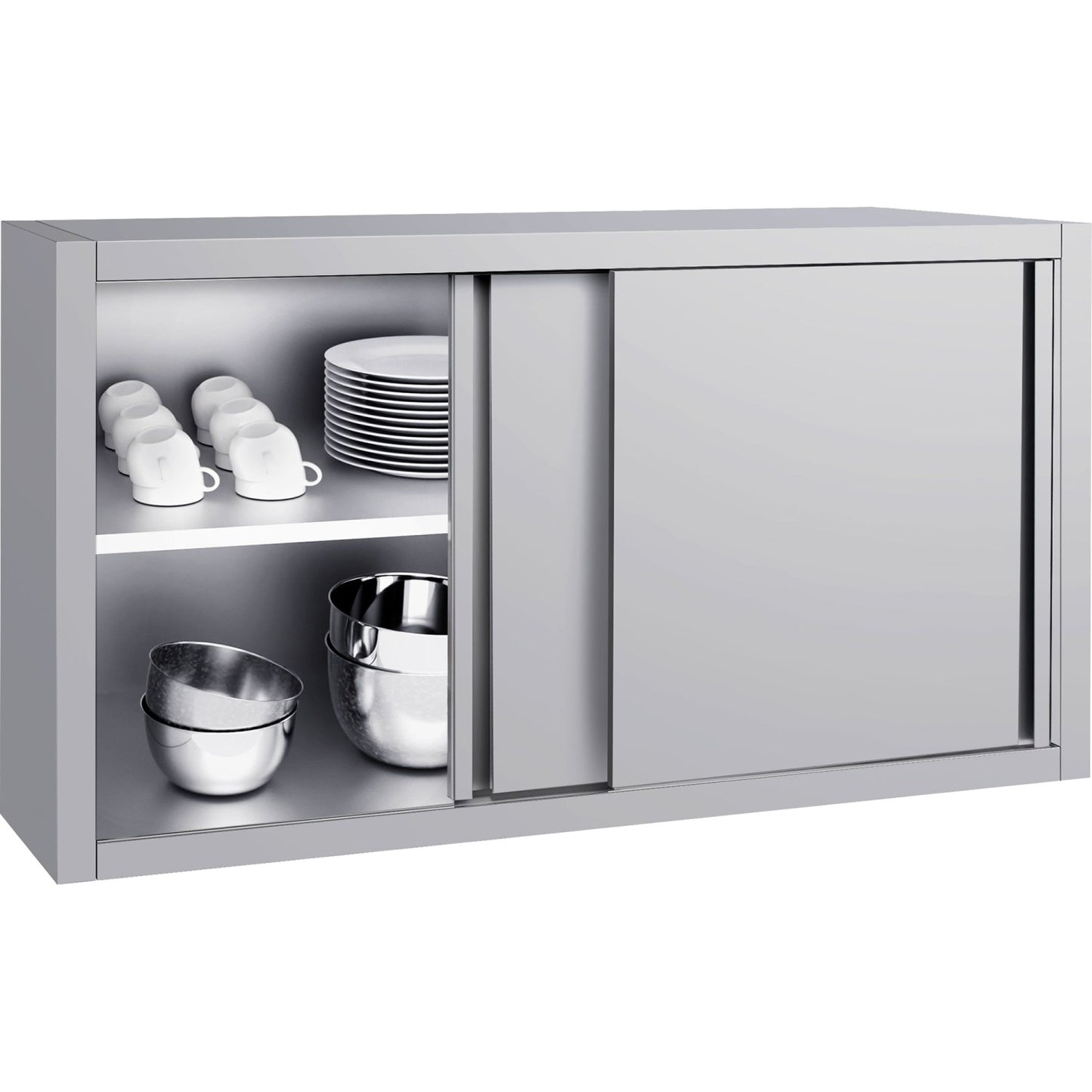 Commercial Stainless Steel Wall Cabinet with Sliding Doors and Inner Shelf 1000x500x650mm - QNH910