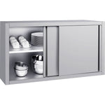 Commercial Stainless Steel Wall Cabinet with Sliding Doors and Inner Shelf 1000x500x650mm - QNH910
