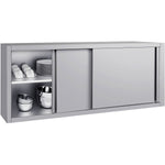 Commercial Stainless Steel Wall Cabinet with Sliding Doors and Inner Shelf 1800x400x650mm - QNH908
