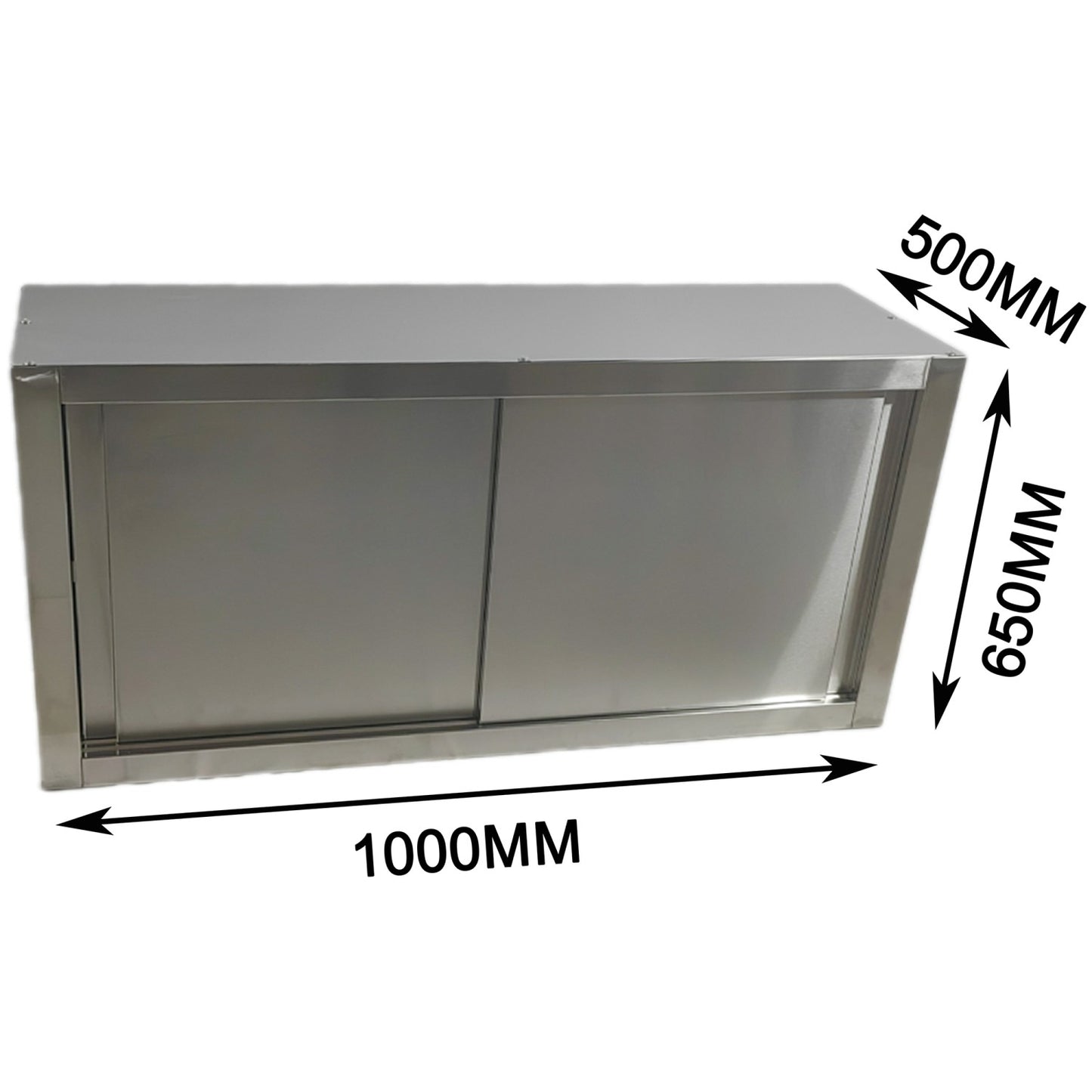 Commercial Stainless Steel Wall Cabinet with Sliding Doors and Inner Shelf 1000x500x650mm - QNH910