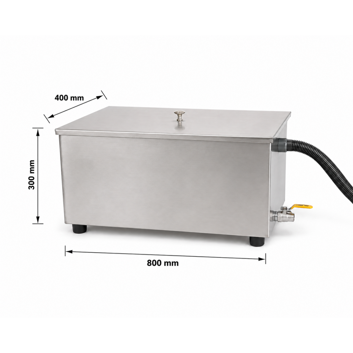 Commercial Stainless Steel Grease Trap with Lid and Outlet Valve 800x400x300mm - QNH518