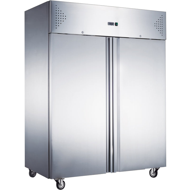 1200lt Commercial Freezer Stainless steel Upright cabinet Twin door Ventilated cooling - F1200V