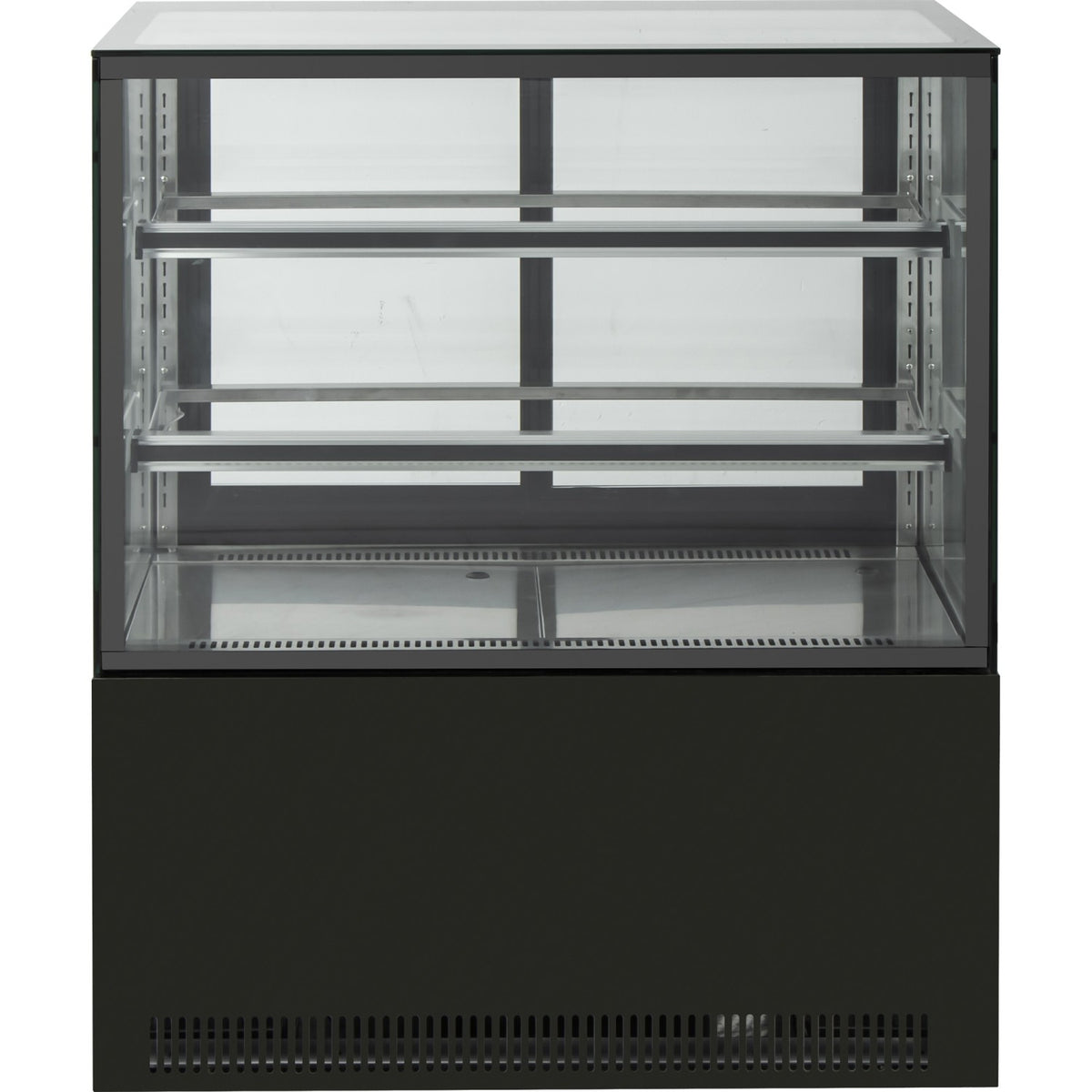 Cake counter Straight front 1500x730x1200mm 2 shelves Black base LED - GN1500R2BLACK