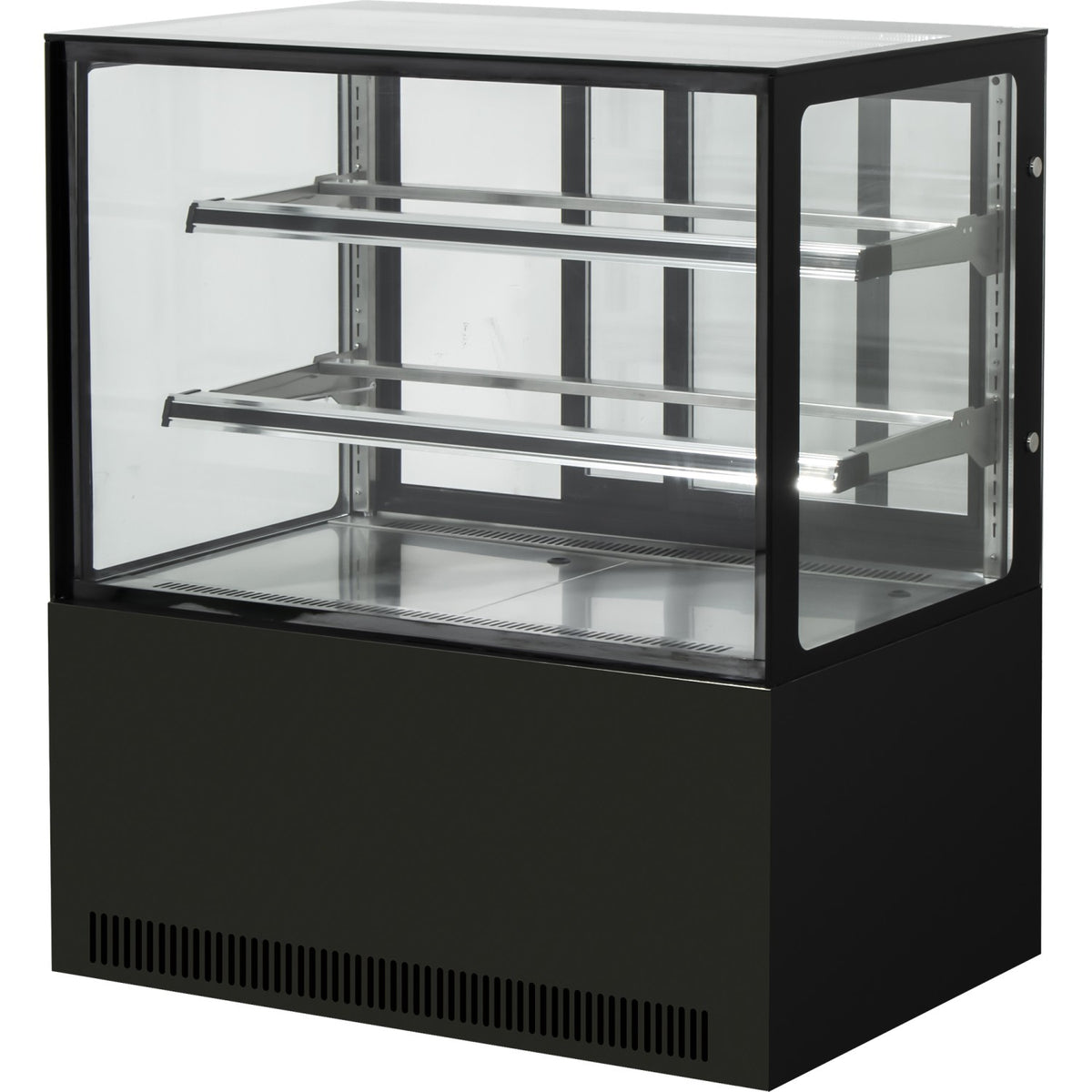 Cake counter Straight front 1800x730x1200mm 2 shelves Black base LED - GN1800R2BLACK