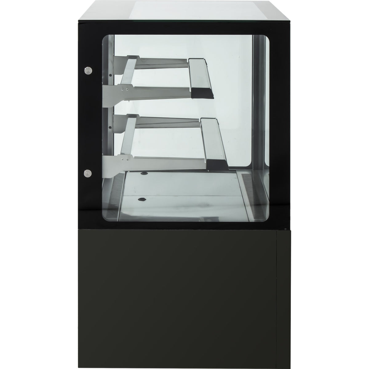 Cake counter Straight front 1800x730x1200mm 2 shelves Black base LED - GN1800R2BLACK
