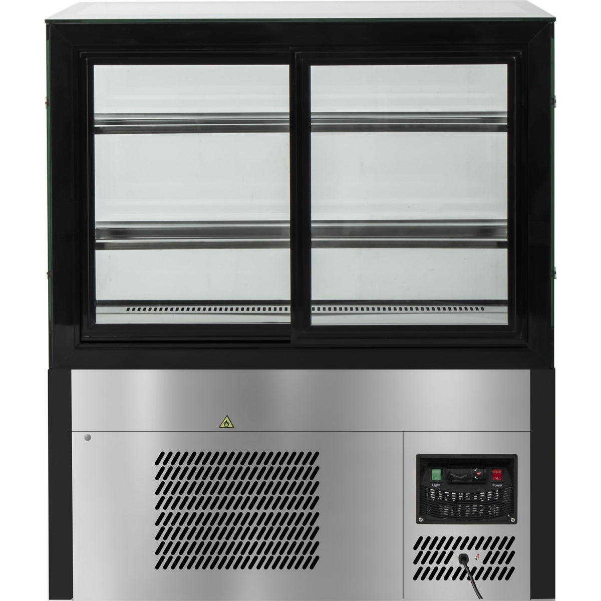 Cake counter Straight front 1800x730x1200mm 2 shelves Black base LED - GN1800R2BLACK