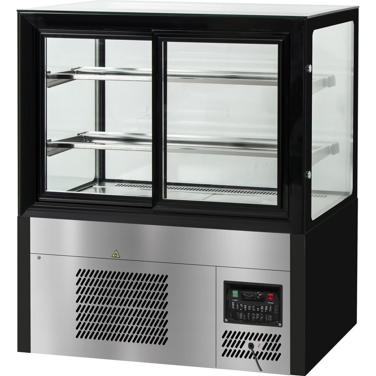 Cake counter Straight front 1800x730x1200mm 2 shelves Black base LED - GN1800R2BLACK