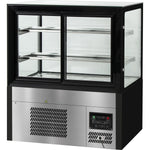 Cake counter Straight front 1500x730x1200mm 2 shelves Black base LED - GN1500R2BLACK
