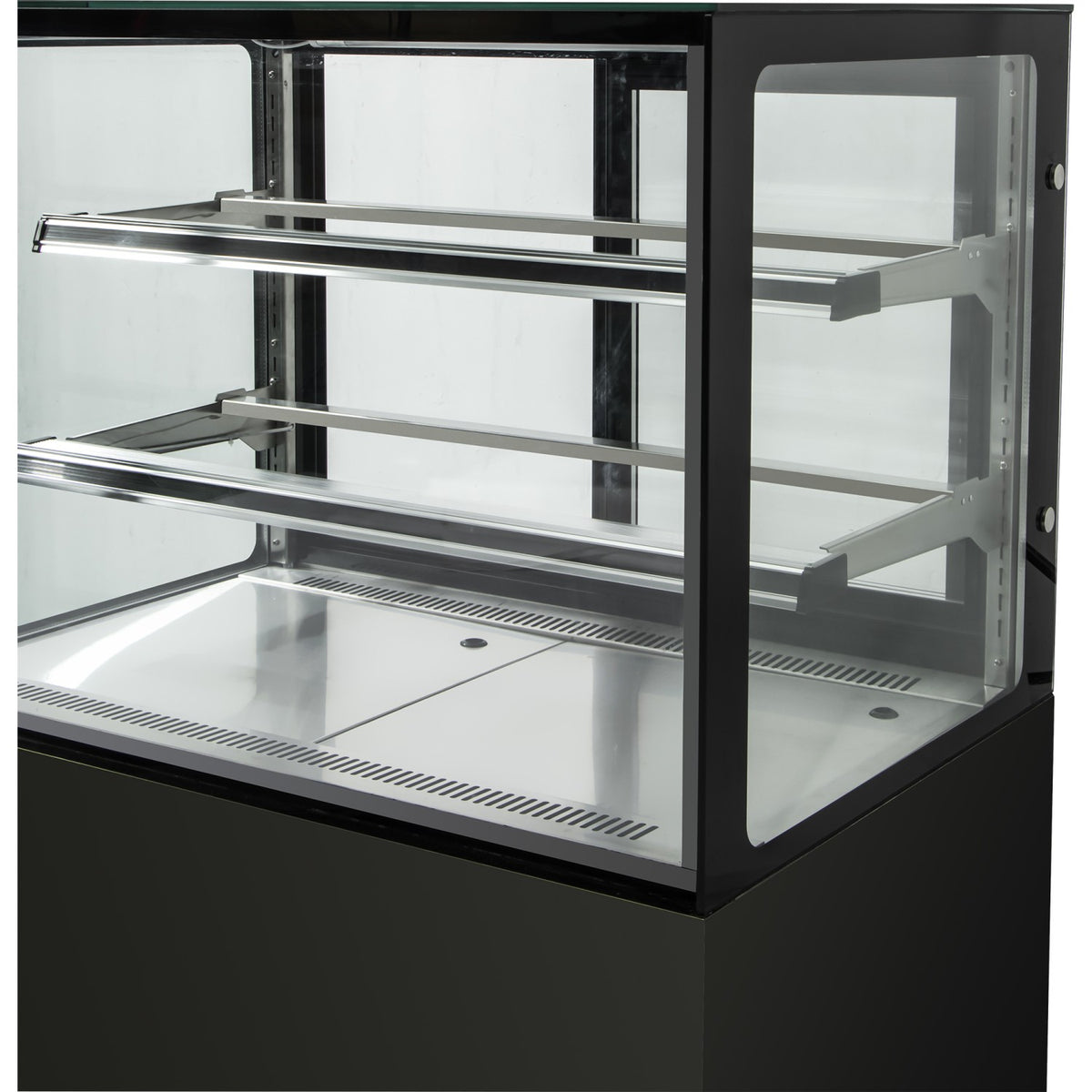Cake counter Straight front 1800x730x1200mm 2 shelves Black base LED - GN1800R2BLACK