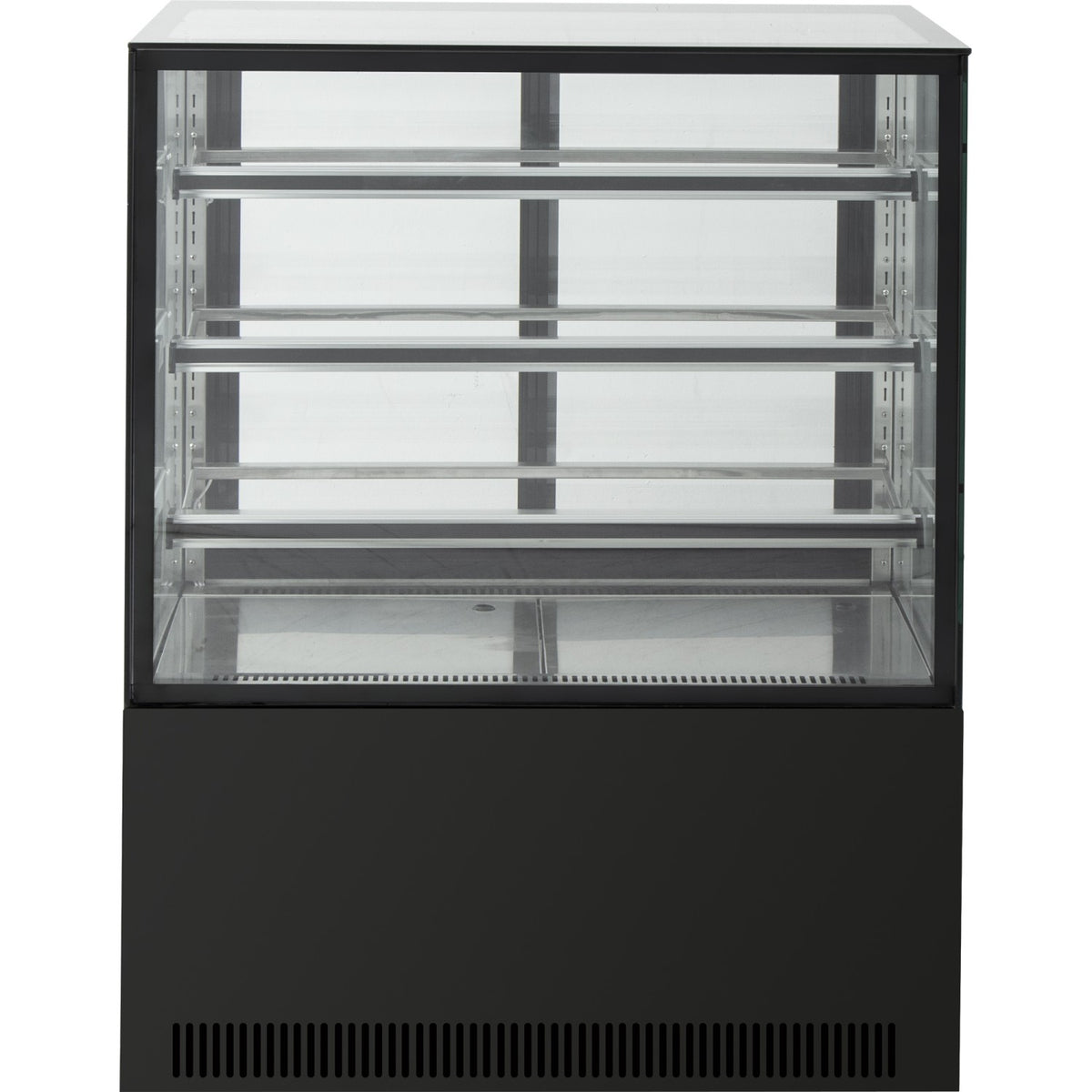Cake counter Straight front 900x730x1300mm 3 shelves Black base LED - GN900R3BLACK