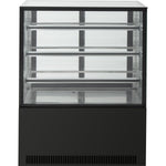 Cake counter Straight front 1200x730x1300mm 3 shelves Black base LED - GN1200R3BLACK