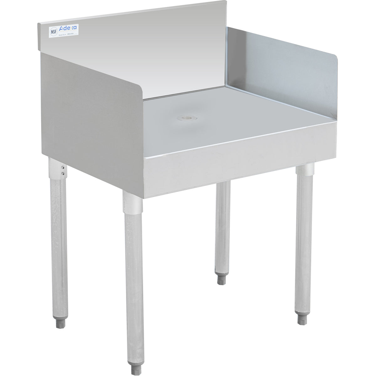 Commercial Recessed Bar Drainboard with Backsplash Stainless steel 610x470x760 - RBDU1824