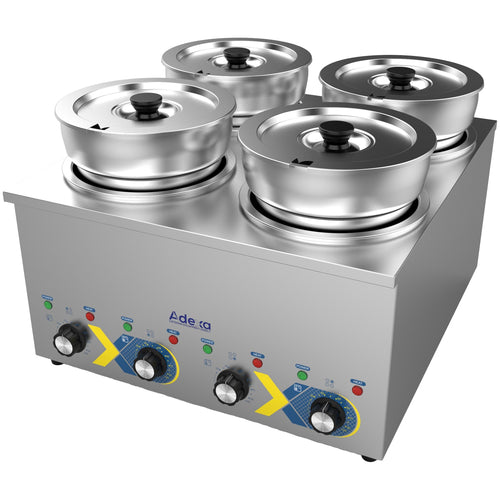 Commercial Electric Bain Marie Countertop Food Warmer 4 × 6.5L Pots 525×583×365mm - RBM7Q