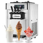 Commercial Countertop Soft Ice Cream Machine 16–22L/h 2100W 3 Flavour Twin Hopper 540×750×850mm - RC168G