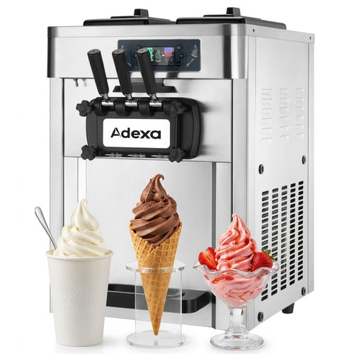 Commercial Countertop Soft Ice Cream Machine 16–22L/h 2100W 3 Flavour Twin Hopper 540×750×850mm - RC168G