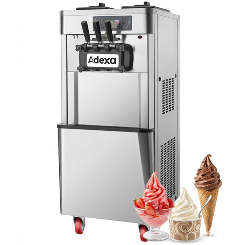 Commercial Floor Standing Soft Ice Cream Machine 16–22L/h 2100W 3 Flavour Twin Hopper 540×750×1320mm - RC188G