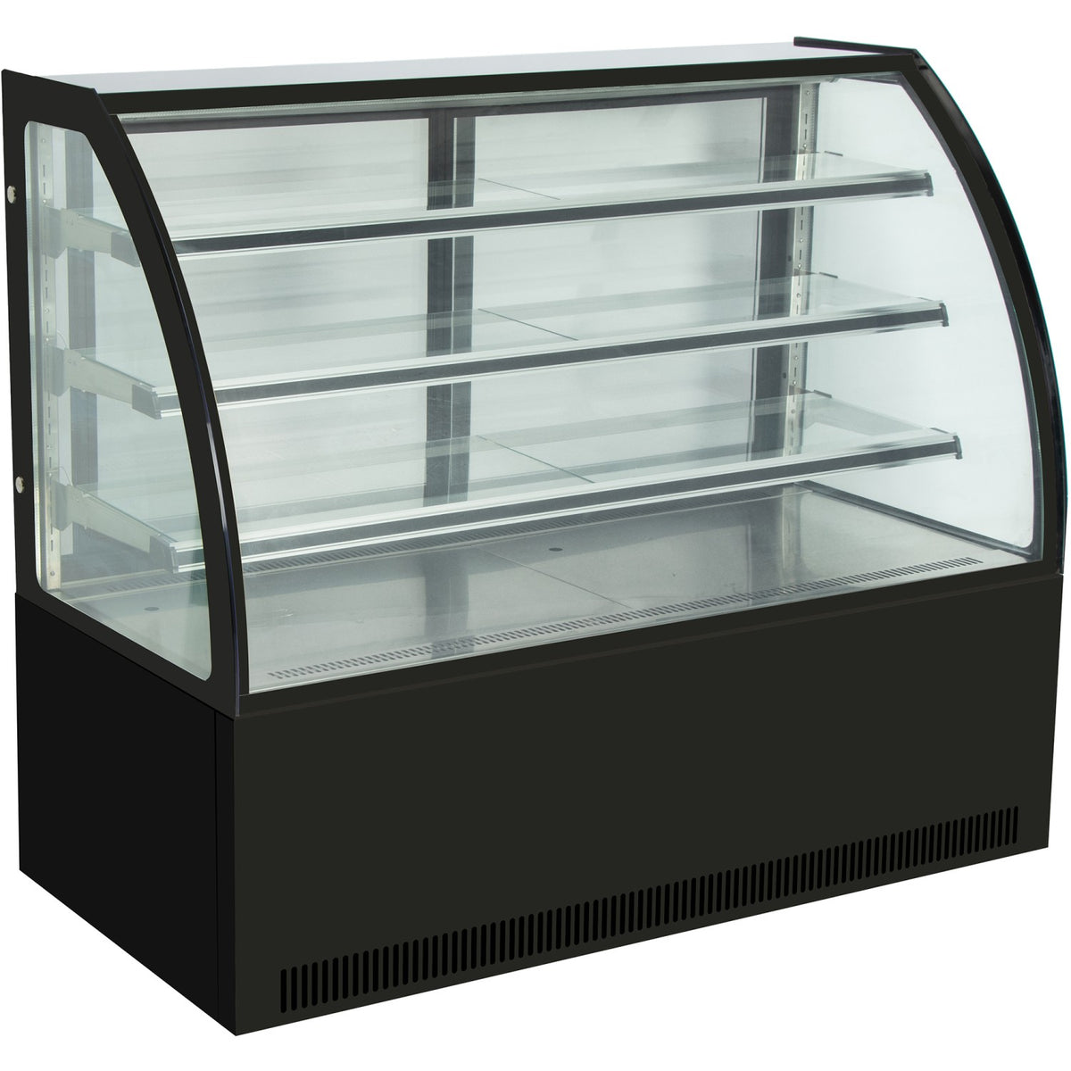 Cake counter Curved front 900x730x1300mm 3 shelves Black base LED - GN900C3BLACK