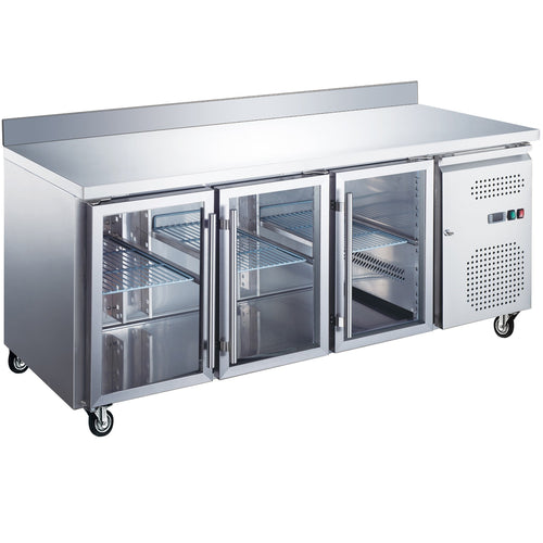 Commercial Refrigerated Counter with Upstand 3 glass doors Depth 700mm - RG32VGLASS