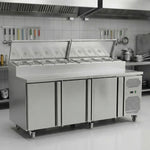 Contender 3 Door Refrigerated Prep Counter with Castors 10 x 1/4 GN