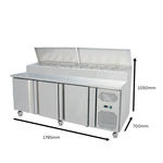 Contender 3 Door Refrigerated Prep Counter dimensions