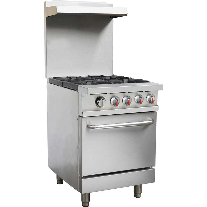 Professional Gas range 4 burners 24kW Gas oven 8kW Upstand and Overshelf - RGR24X