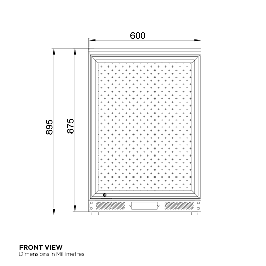 Contender RRG024 126L Single Door Bottle Cooler dimensions diagram