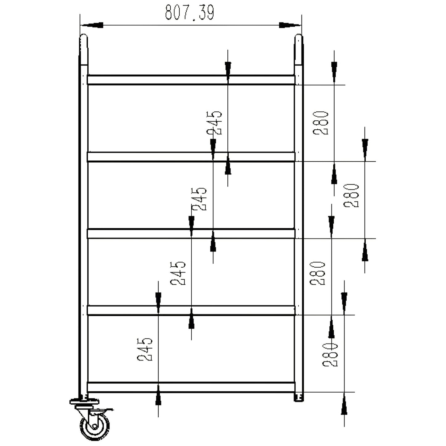 Commercial Serving/Service/Clearing Trolley Stainless steel 5 tier 810x460x1480mm - RST5B
