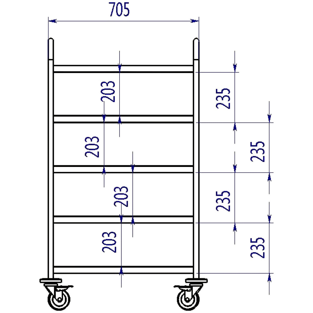 Commercial Serving/Service/Clearing Trolley Stainless steel 5 tier 810x460x1270mm - RST5C