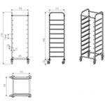 Commercial Dishwasher Basket Trolley Stainless steel 9 levels 550x510x1700mm - RT5509