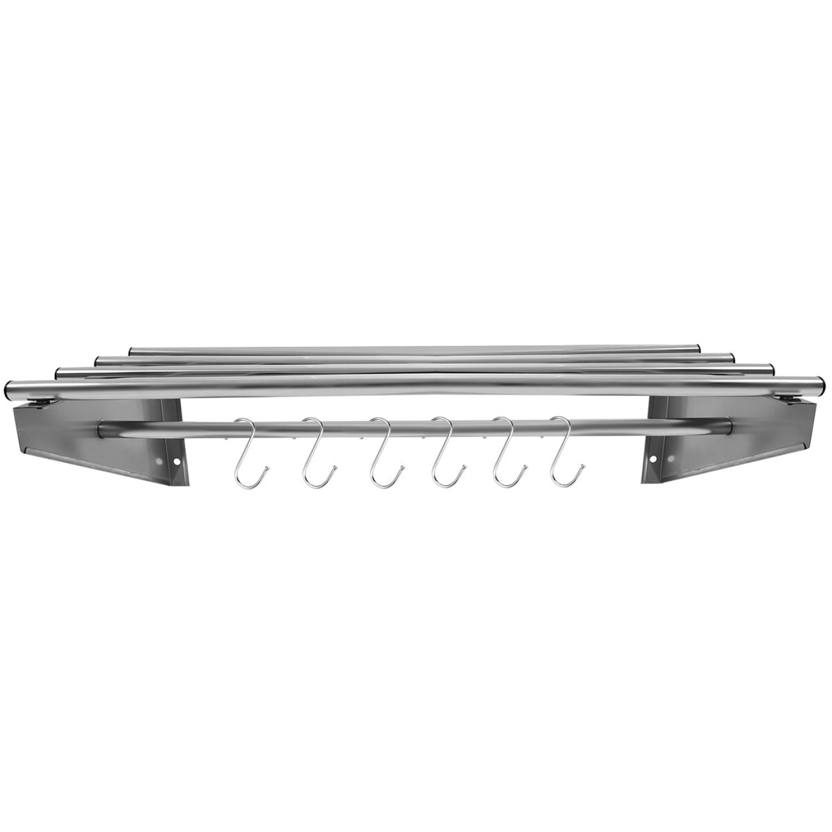 Commercial Stainless Steel Wall Mounted Rack 800×300×230mm 4+1 Tube with 6 S Hooks - RTW230080