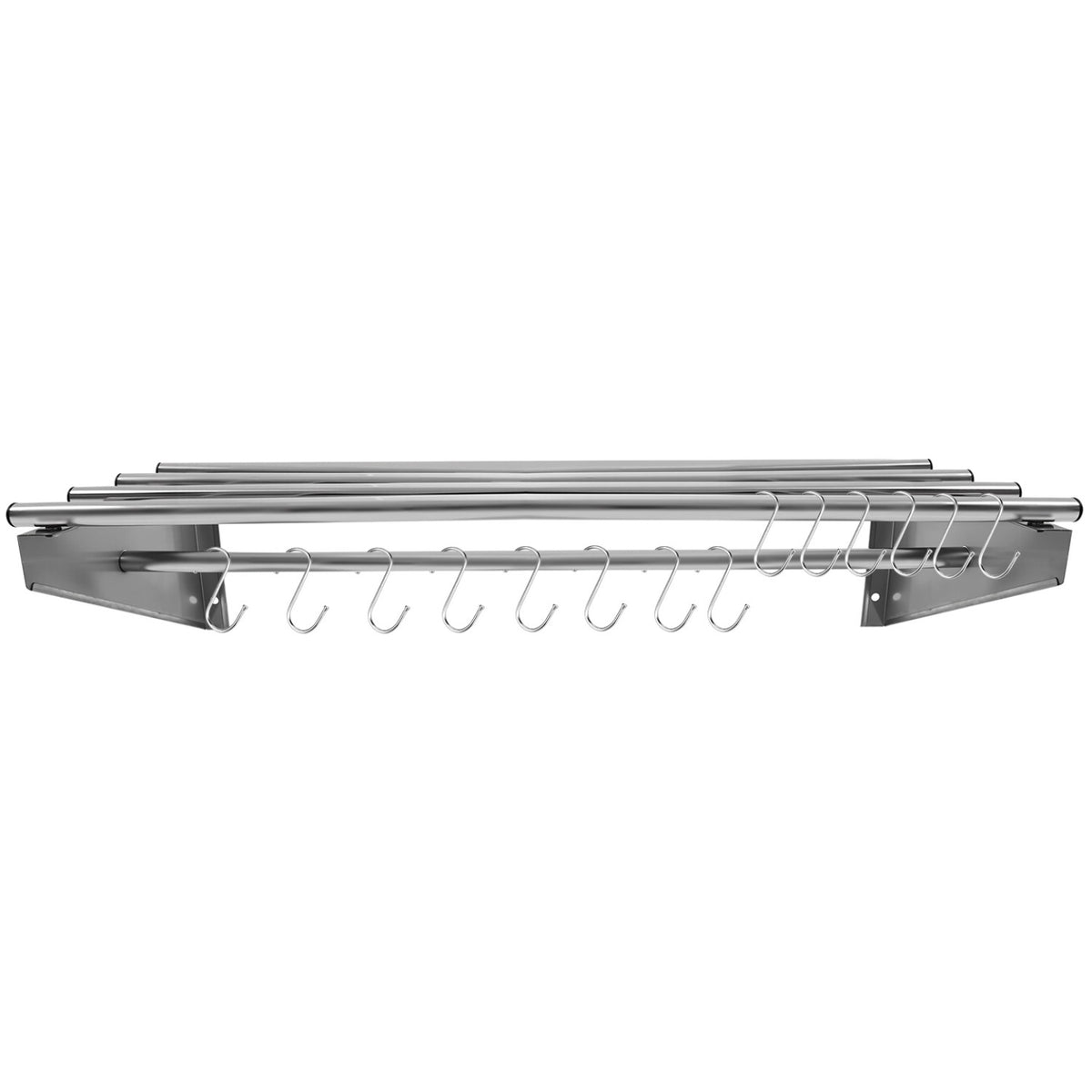 Commercial Stainless Steel Wall Mounted Rack 1800×300×230mm 4+1 Tube with 16 S Hooks - RTW230180